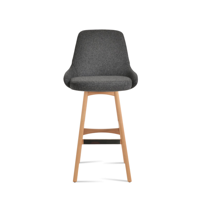 Gazel 31" Bar Stool, Bar Stool ( 31" Seat Height ), Natural, Dark Gray