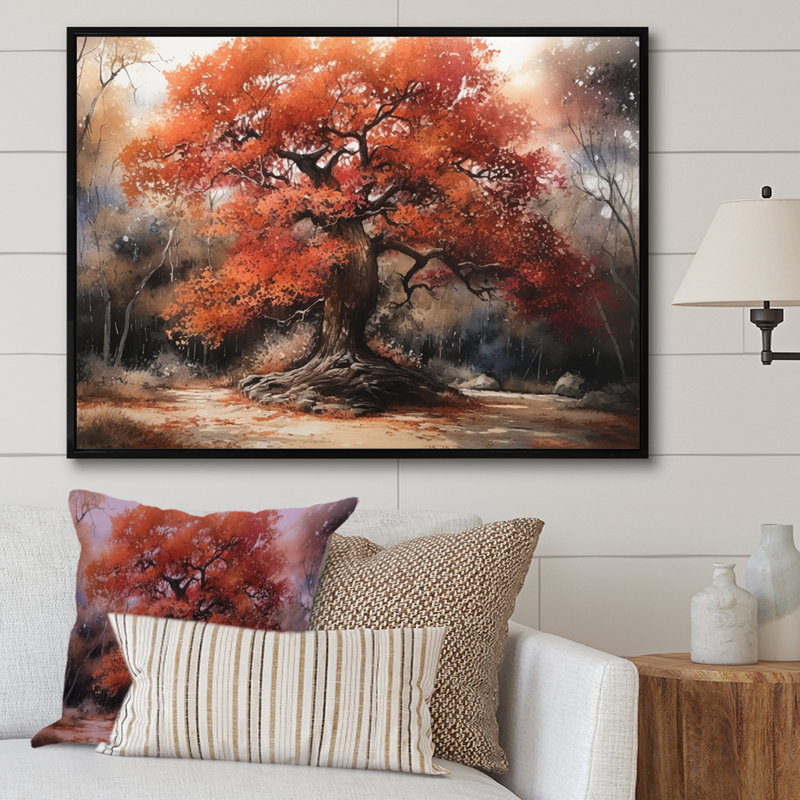 «Cirillo Fall Foliage Tree In The Woods II», reproduction sur toile, Cadre flottant noir, H 12 po x l 20 po x P 1 po