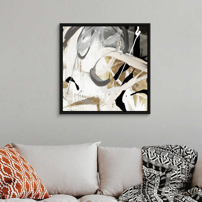 Tangled I - reproduction d'art sur toile, Toile avec cadre flottant, H 31,25 po x l 31,25 po, Noir