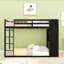 Lit superposé simple sur simple avec garde-robe intégrée et tiroirs de rangement-710901609