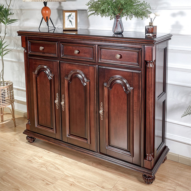 Dark-walnut Solid Wood Shoe Storage Bench