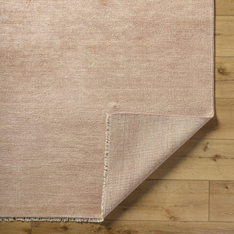 Hand Knotted Wool Area Rug in Pink, Rectangle 10' x 14'