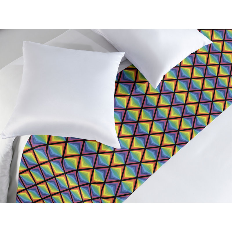 Ambesonne Rainbow Bed Runner Multicolored Triangles Art Multicolor, King