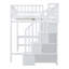 Lit mezzanine avec bibliothèque, tiroirs, bureau et garde-robe-110899366-110899367