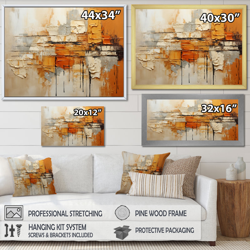 Génération «Orange Impressions III - Abstract Collages», art mural, Noir, H 34 po x l 44 po, Impression encadrée