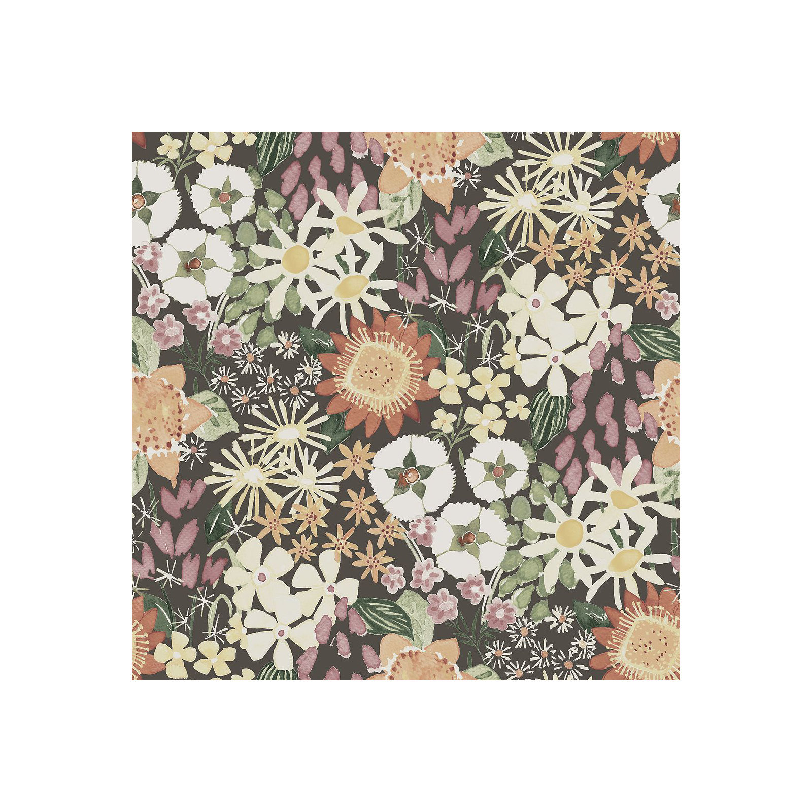 Anika Flowers Wallpaper, Rasberry