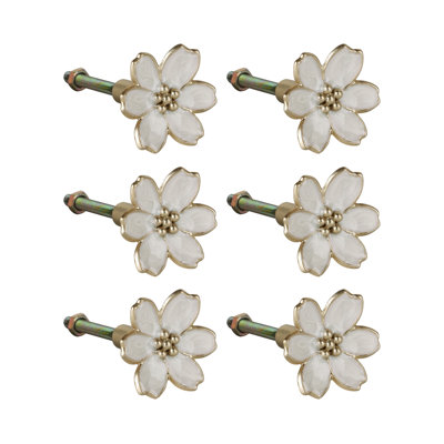 6 Piece Oversized Decorative 6-Petal Flower Novelty Knob Multipack