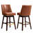 Swivel 30.6'' Faux Leather Bar Stool, Brown (Set of 2)-1206728245