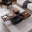 Table basse carrée en bois manufacturé rétro brun noisette-450374771