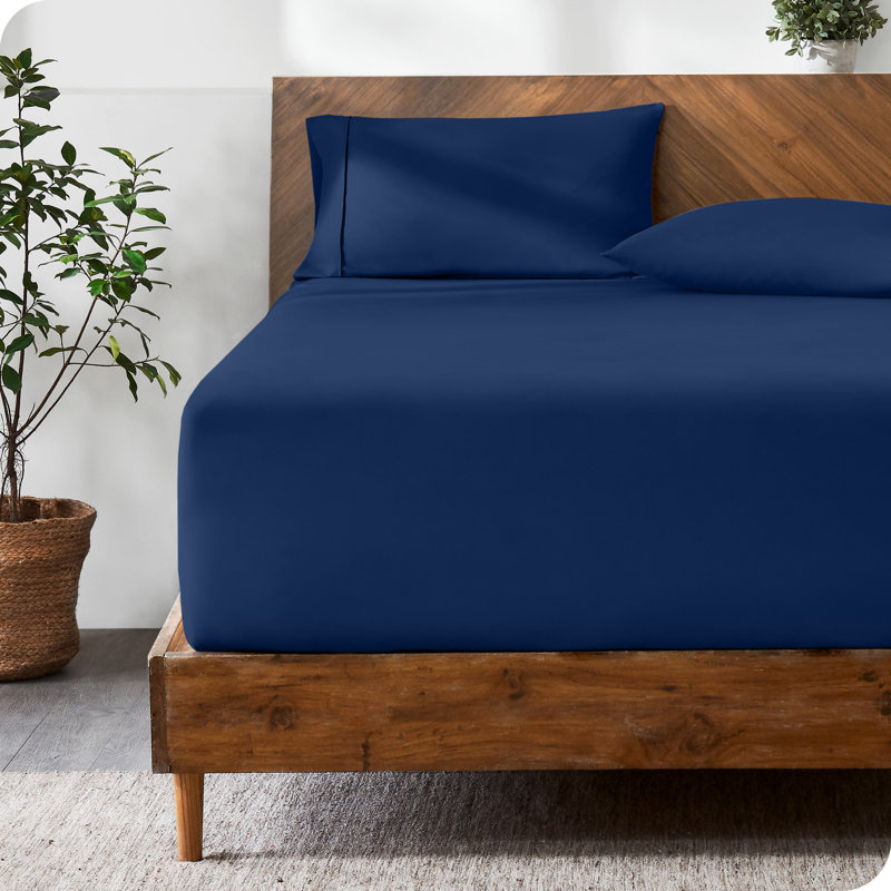 Extra Deep Microfiber Fitted Sheet, Twin XL Fitted Sheet, Dark Blue