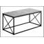 Table basse moderne moderne avec plateau en pierre gris et cadre en X noir-425776821-425776824