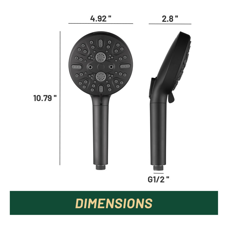 MultiFunctional 9-Spray Shower Head with Filter and Hose, Built-in Power Wash