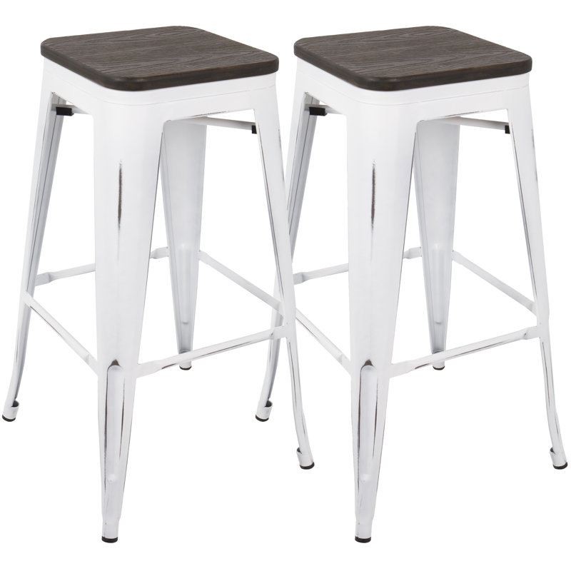 Vintage White And Espresso Stackable Barstools, Set Of 2 | Gift Idea