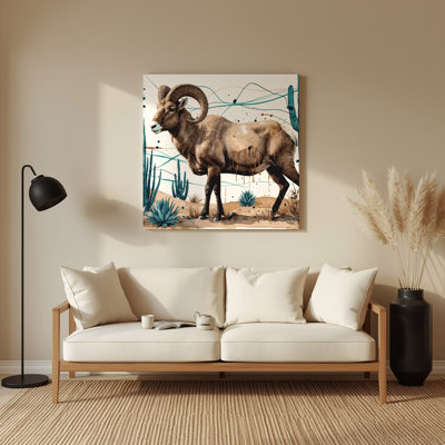 «Southwestern Cowboy Desert Animal» 65, art mural en métal beige
