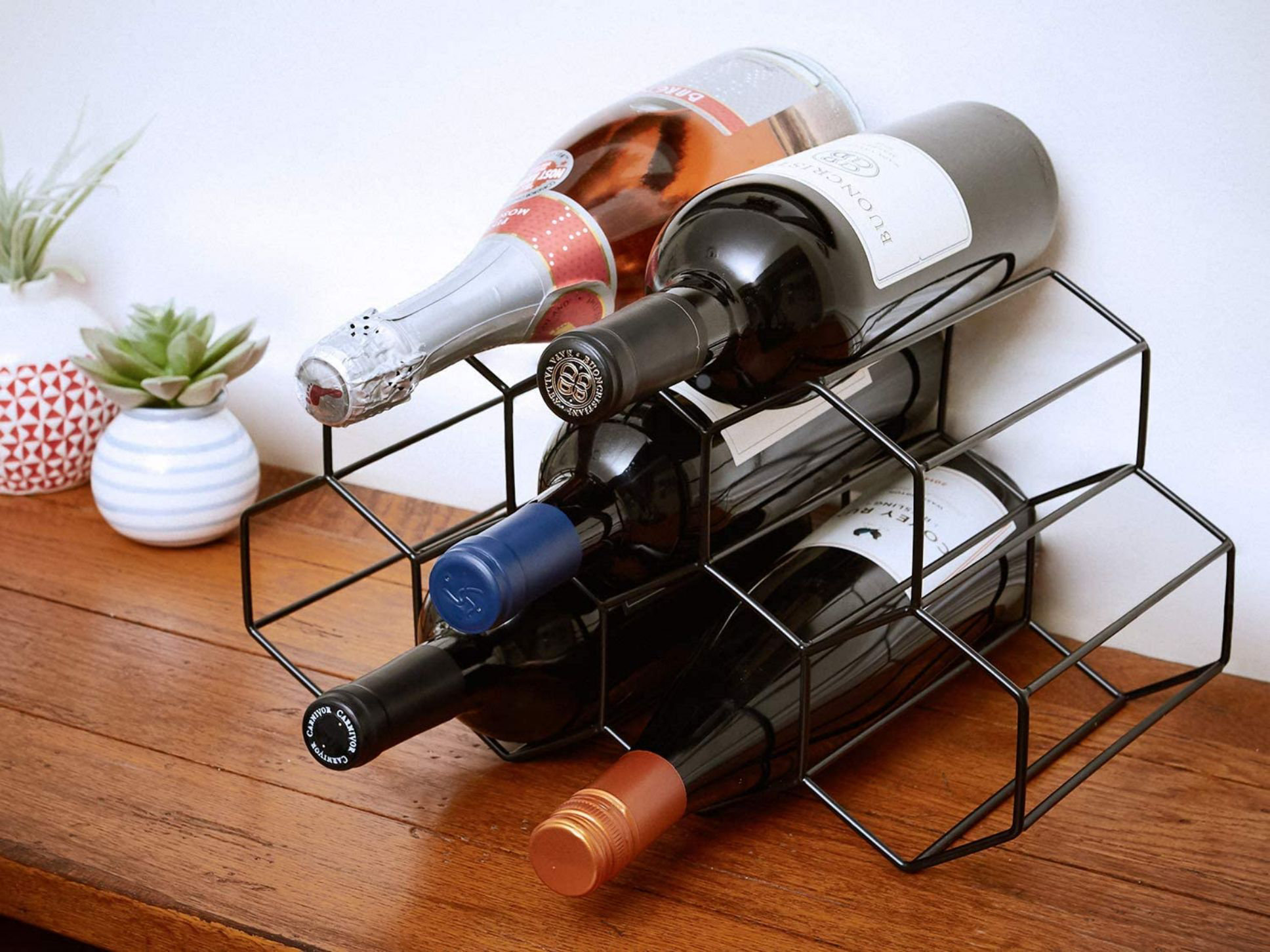 Ivy Bronx Arys Tabletop Wine Bottle Rack in Black Wayfair