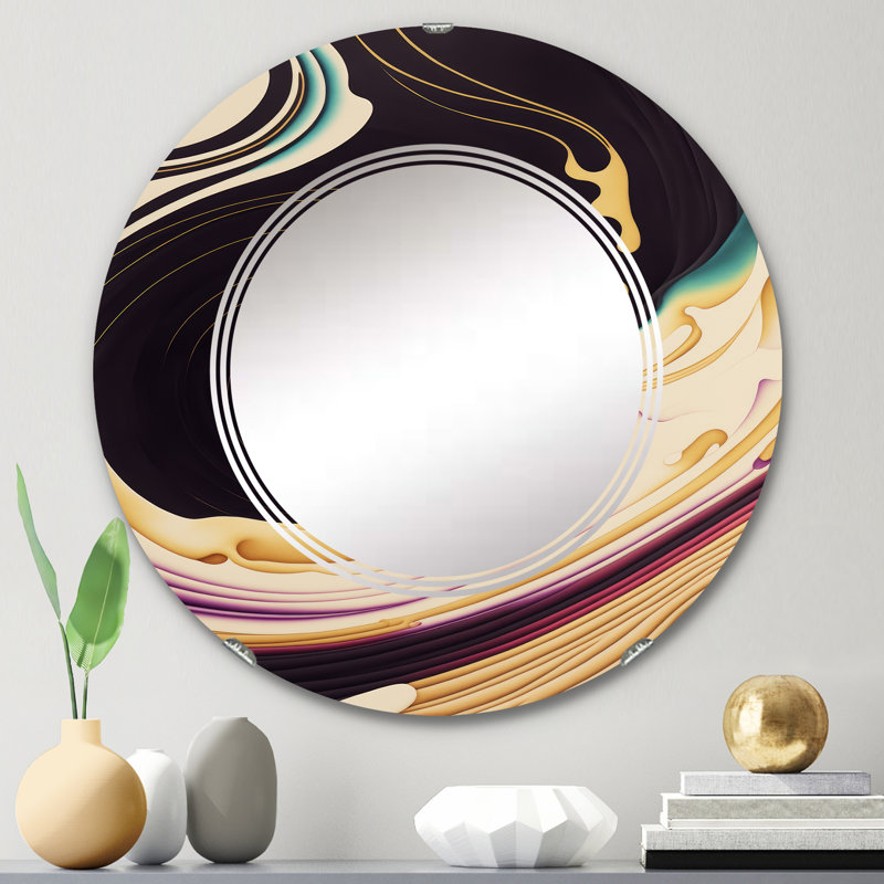 Miroir mural Rafan mauve, doré et bleu Rafan II, 24 po x 24 po