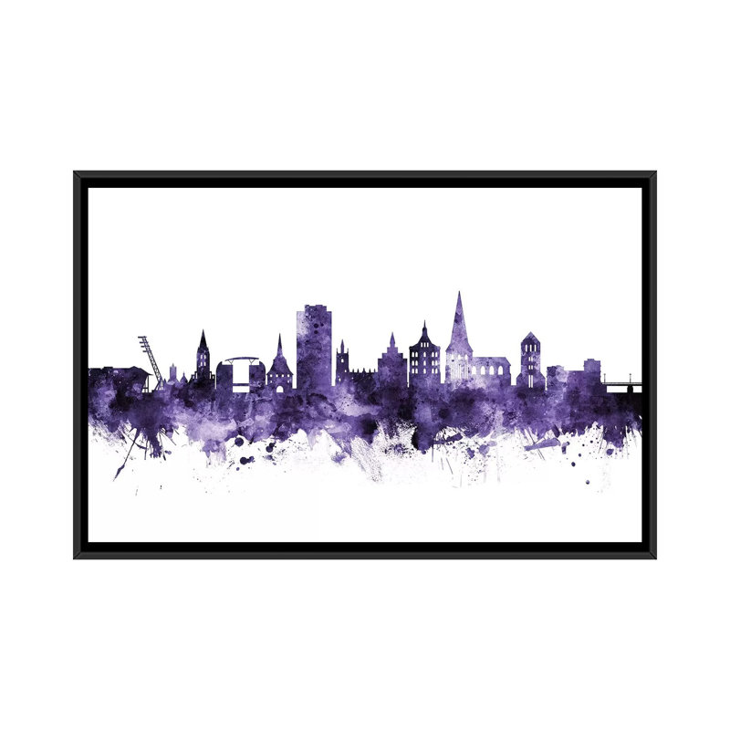 Rostock, Allemagne Skyline par Michael Tompsett - reproduction d'art sur toile tendue, H 18 po x l 26 po x P 1,5 po