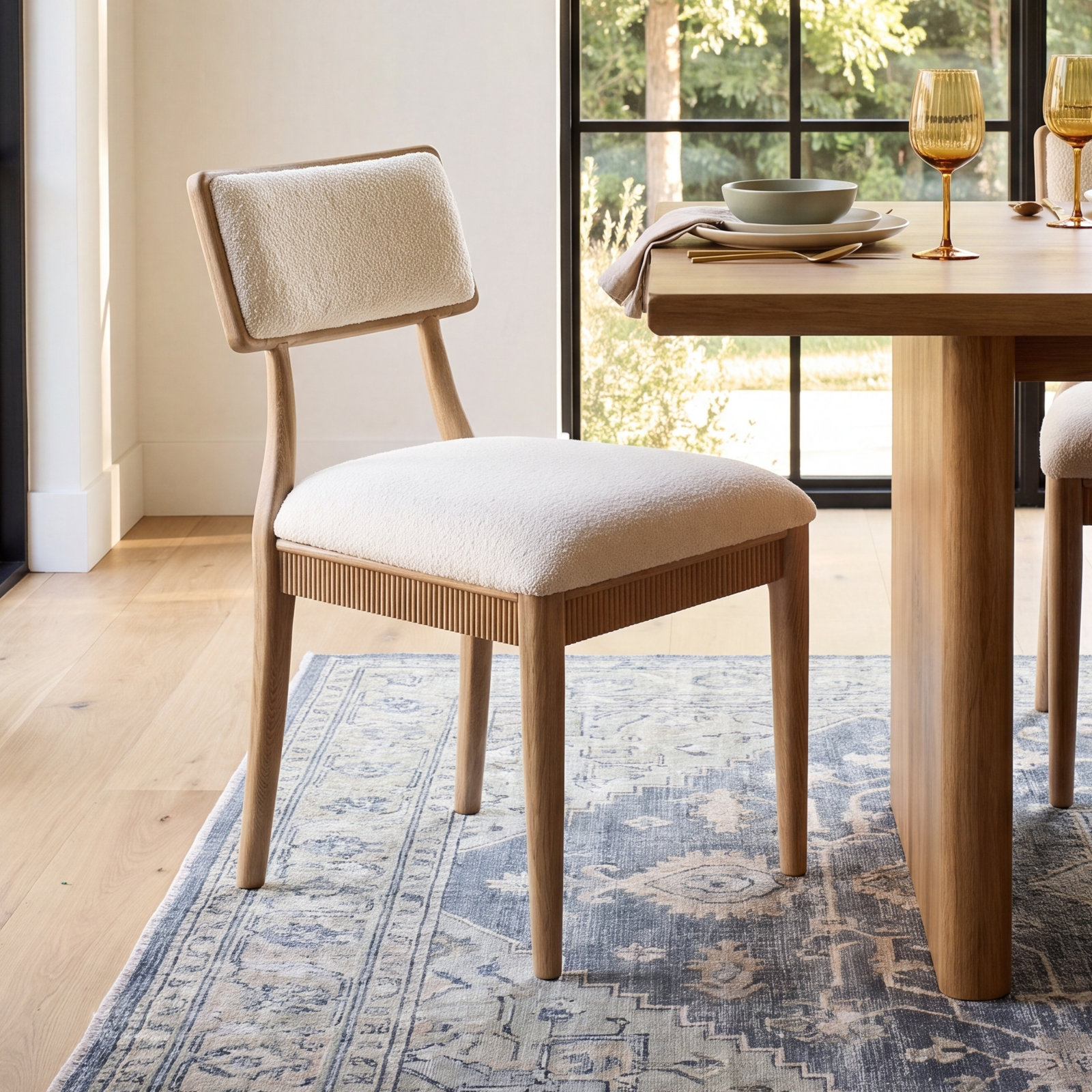 Tescott Genuine Leather Oak Dining Chair, Charter Oatmeal