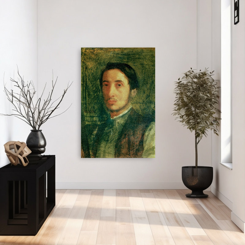 Autoportrait de jeune homme, style impressionniste abstrait contemporain, estampe murale, H 48 po x l 32 po