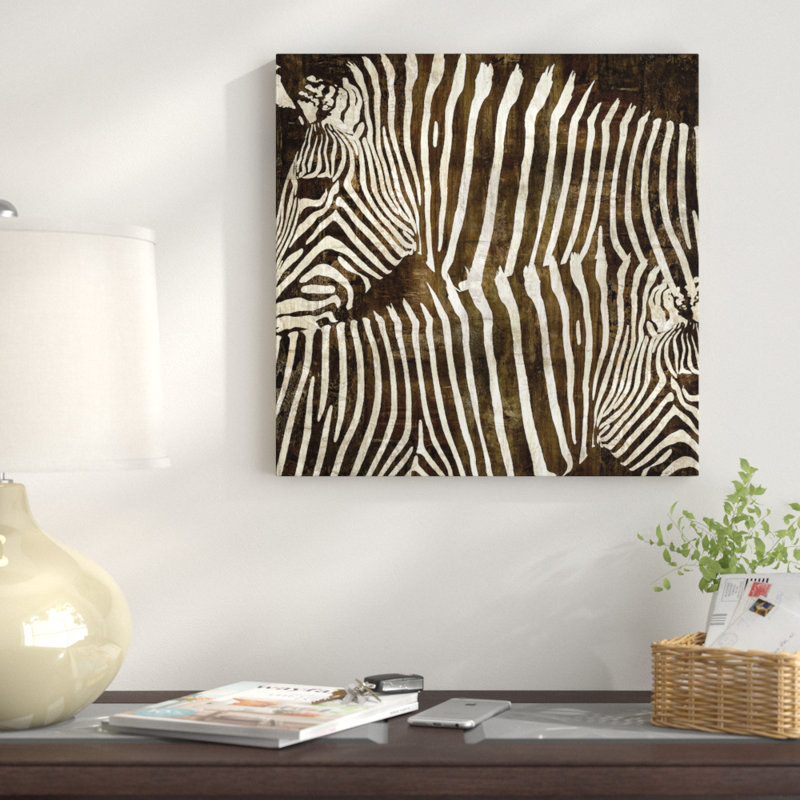 « zèbres », reproduction d’art sur toile, H 26 po x l 26 po x P 1,5 po, Toile tendue, Pas de tapis