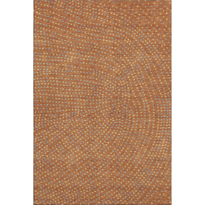 Premium Machine Washable Colmenero AMF1021 Circles Rug, Rectangle 10' x 14'