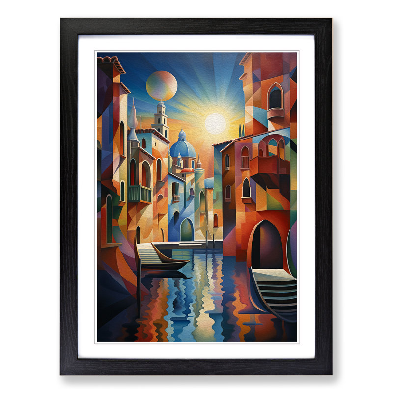 Venice Futurism Art - Framed Print, 64cm H x 46cm W, Black Framed