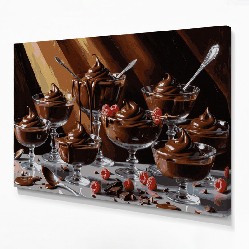 Desserts Chocolate pudding Brown Canvas Wall Art, 8" H x 10" W