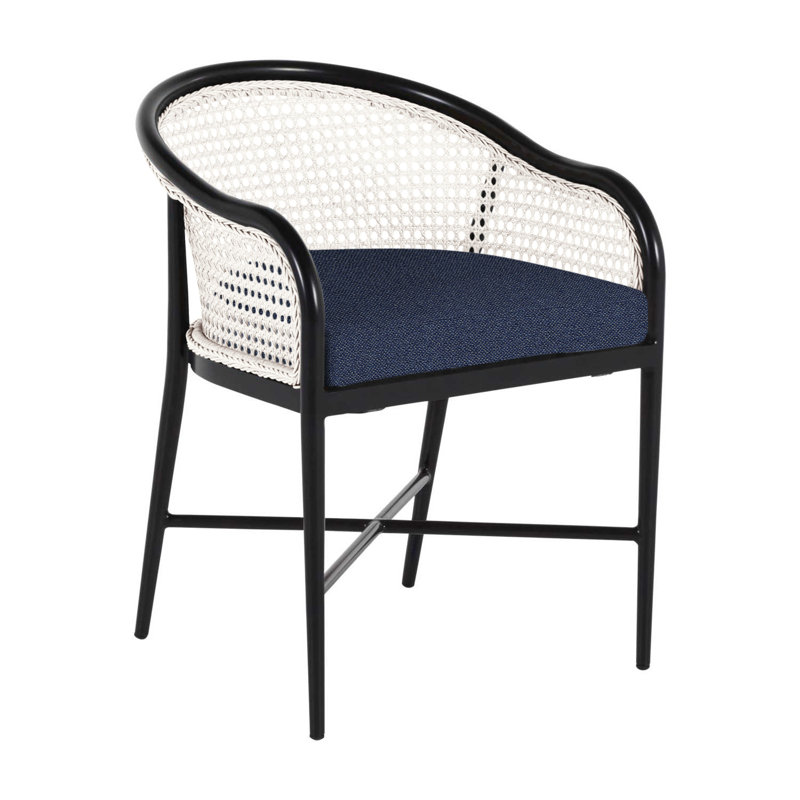 Havana Arm Chair, No Welt, Chalk/Natural Cane, Rollo Lace