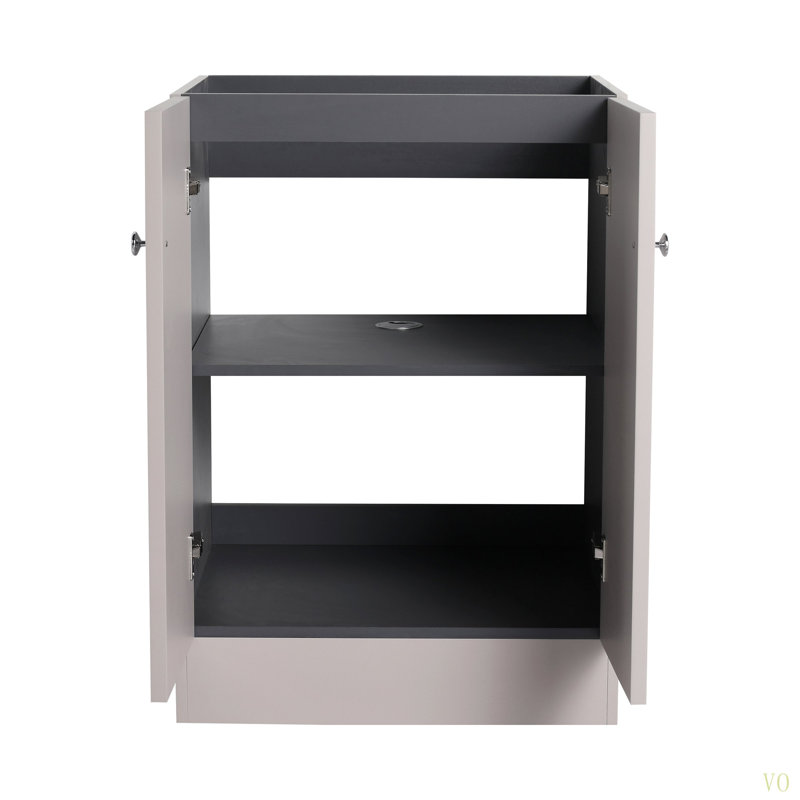 Meuble-lavabo autoportant 24 po et 2 portes d'armoire à fermeture en douceur (emballage KD) - sans le lavabo
