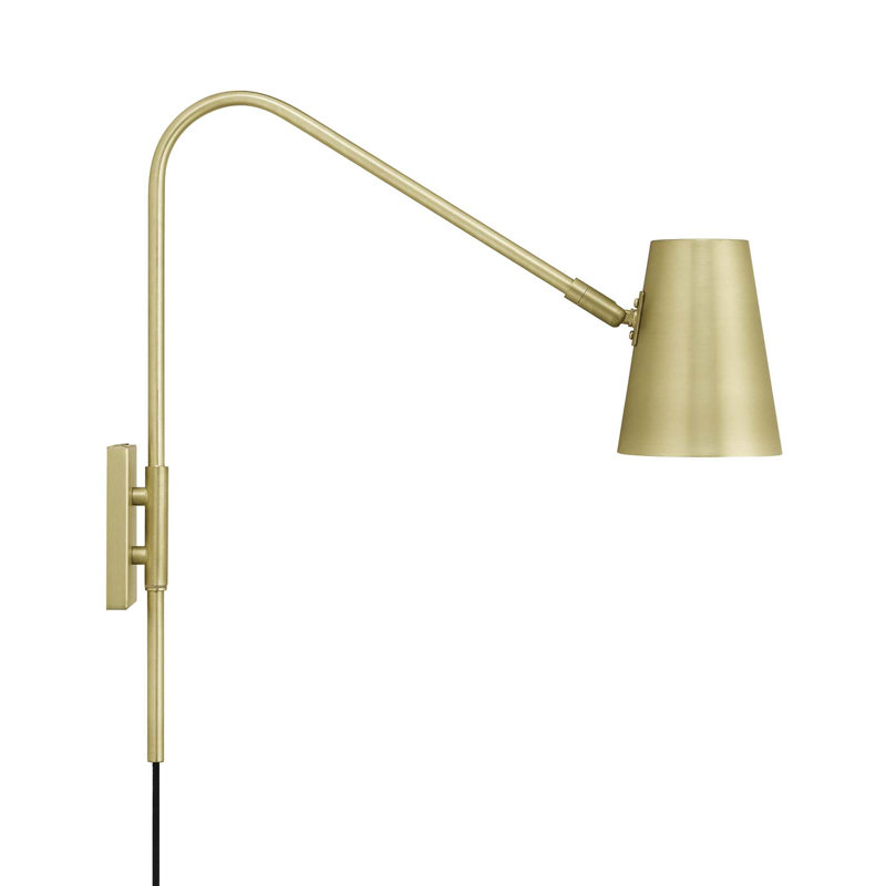 Satin Brass Adjustable Arm Wall Sconce with Metal Shade