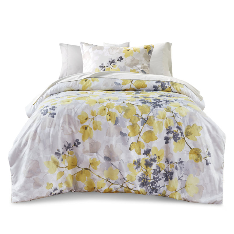 Édredon et drap doux en microfibre douce - feuille jaune simple avec taille complète