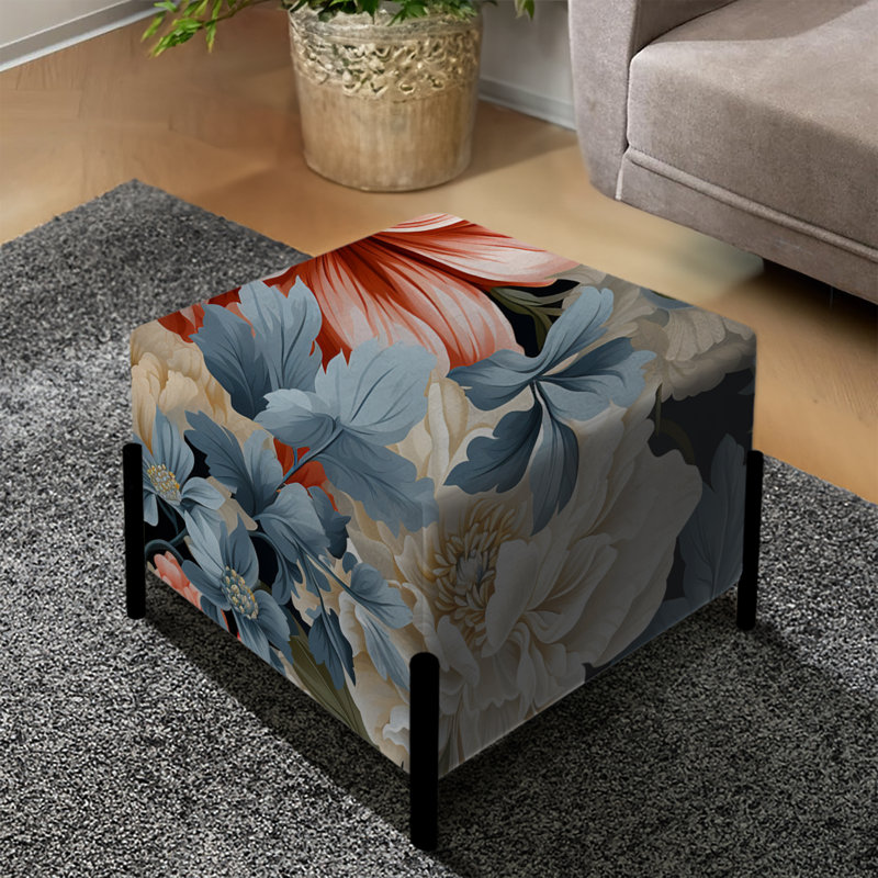 Motif floral French Romance - repose-pieds carré floral