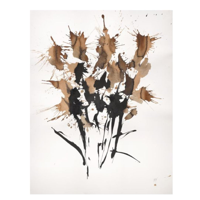 Sepia Florals IV Print by Paul Ngo, Glass Coat, 70" H x 54" W x 1.5" D