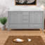 Meuble-lavabo en bois massif de qualité avec lavabo, style gris moderne pour salle de bain spacieuse