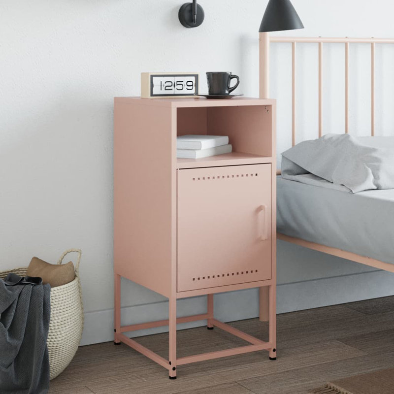 Rahkia 36cm W Steel Bedside Table, Pink