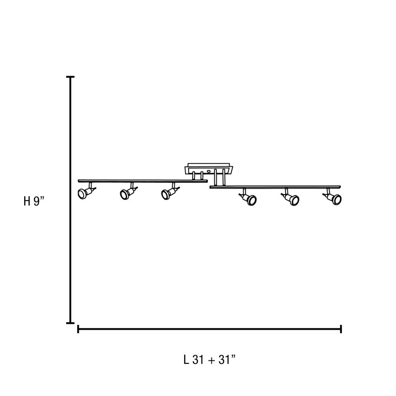 Philpott 6'' 6 -Light Fixed Track Track Kit with Dimmable