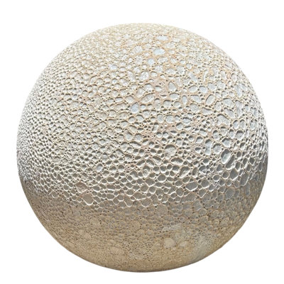Sand White Reactive Glaze Ceramic Decorative Sphere, Indoor/Outdoor