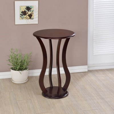 Table d'appoint ronde cerise avec plateau en faux marbre