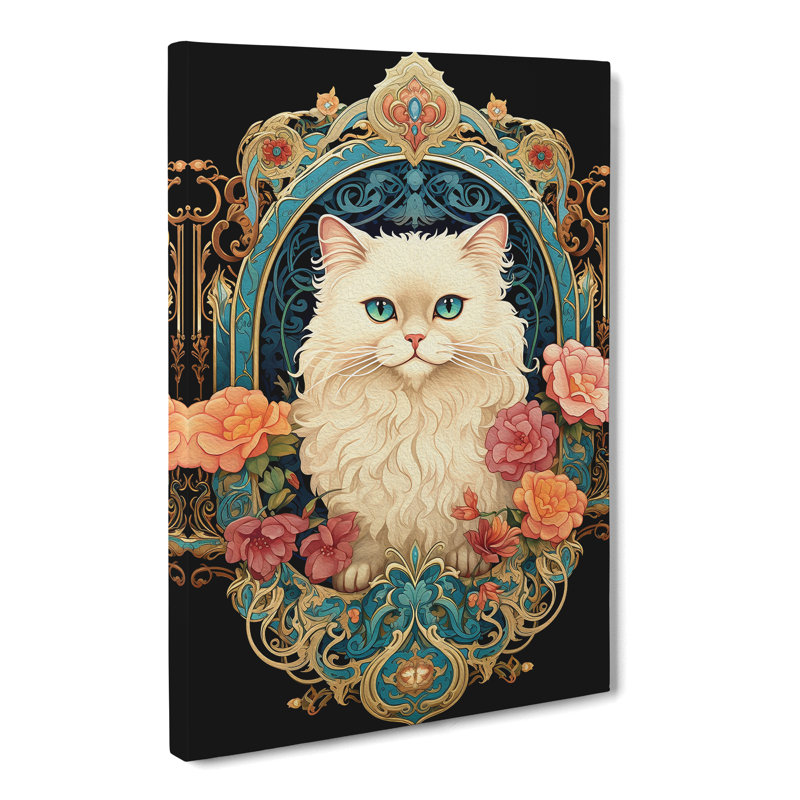 Persian Cat Nouveau - Wrapped Canvas, 60cm H x 40cm W x 3cm D