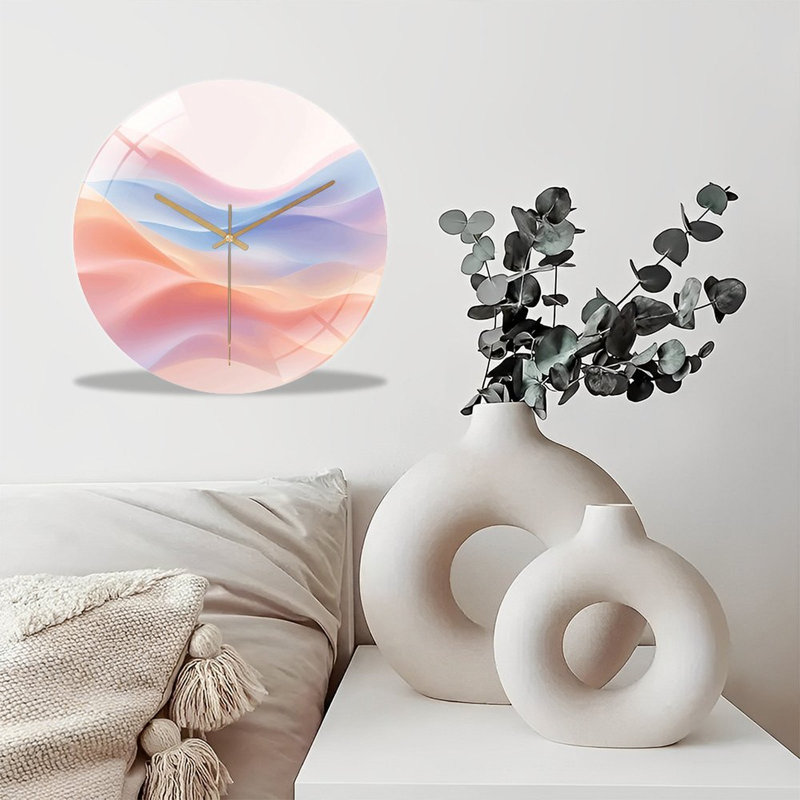 Horloge murale silencieuse en verre trempé de 30 cm, « Décoration murale élégante », sans tic-tac, fonctionne avec des piles (piles AA non comprises), décoration artistique pour la maison