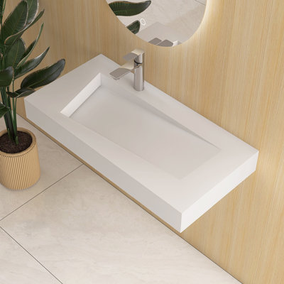 Lavabo de salle de bain mural 35 "à surface solide
