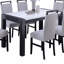 Table de salle à manger élégante en faux marbre 1 pièce avec pieds gris anthracite