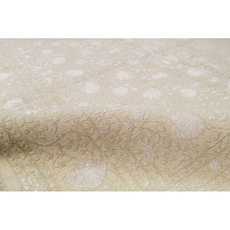 Hand-Knotted High-Quality Cream and Cream Area Rug
