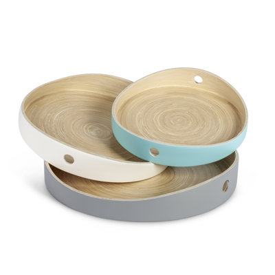 Set of 3 Nesting Bamboo Trays in Assorted Colors