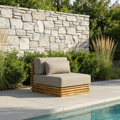 Zyla Modern Resort Style Oversized Outdoor Club Chair with Acacia Wood Frame