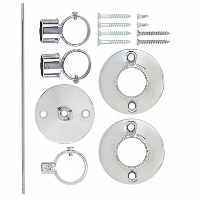 Mounting Kit for D-Shaped Shower Curtain Rod, Chrome-Plated Finish
