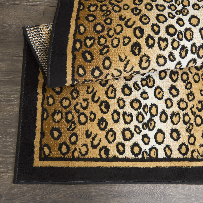 Woven Trends Zone Runner Rugs With Animal Print Bordered, African Long Hallway Rug With Jute Backing - Leopard Print