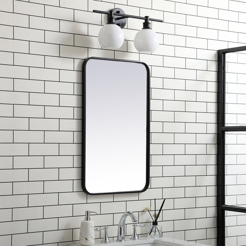 Miroir mural Sabine, Noir, 30 po x 18 po
