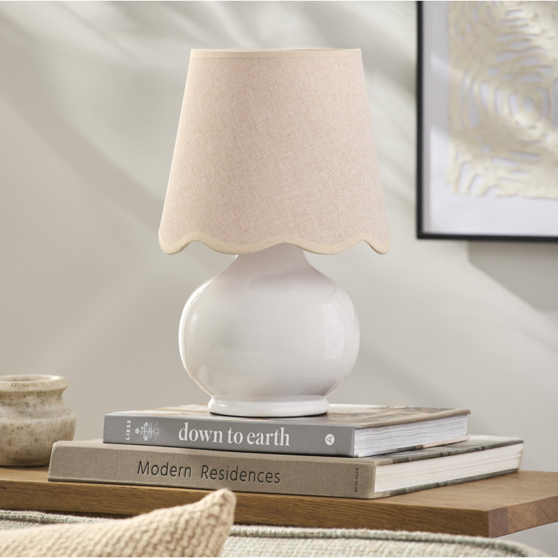 Momsen Coloured Scallop Shade Lamp, Pink, High Gloss White