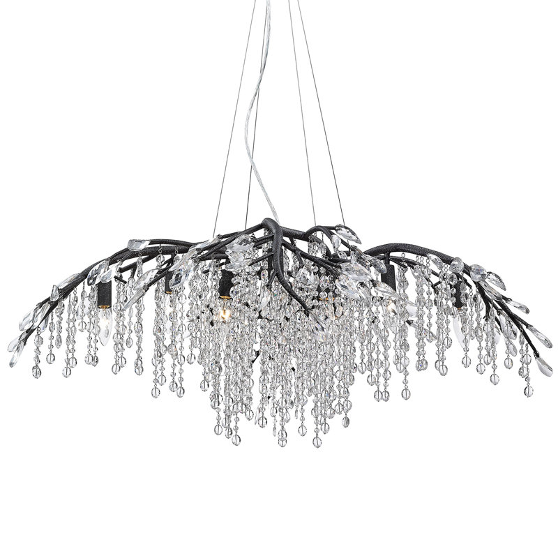 Montriel 12 - Light Steel Dimmable Tiered Chandelier, Black Iron